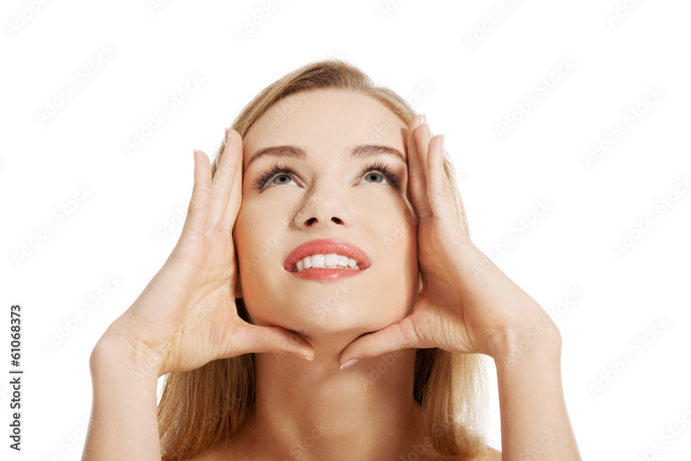 Portrait of beautiful topless caucasian woman. Portrait of beautiful topless caucasian woman.