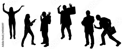 vector silhouette of bank robbery