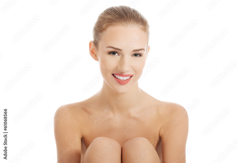 Portrait of beautiful topless caucasian woman. Portrait of beautiful topless caucasian woman.