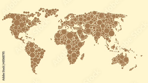 Map of the World made of brown dots vector illustration