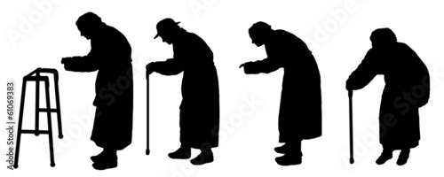 vector silhouette old people
