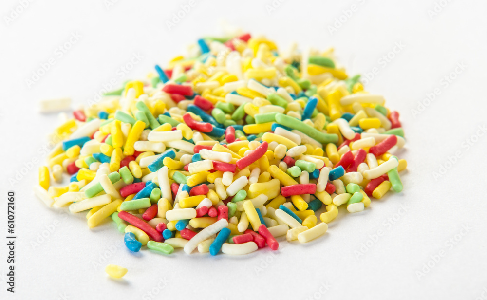Colorful candy sprinkles isolated on white background Colorful candy sprinkles isolated on white background