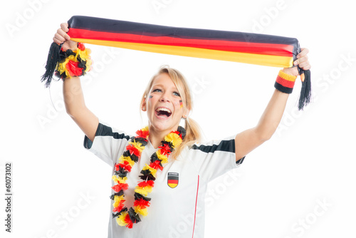 Fußballfrau mit Fanschal