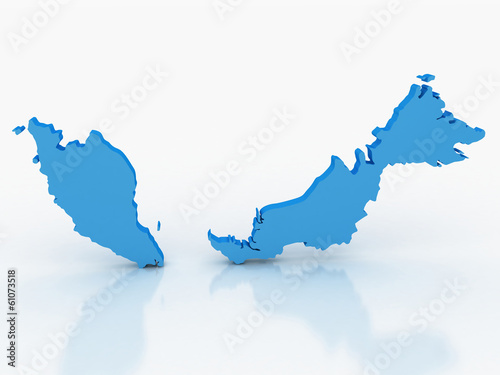 3d rendering of Malaysia map on a white background
