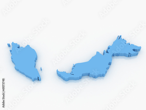 3d rendering of Malaysia map on a white background