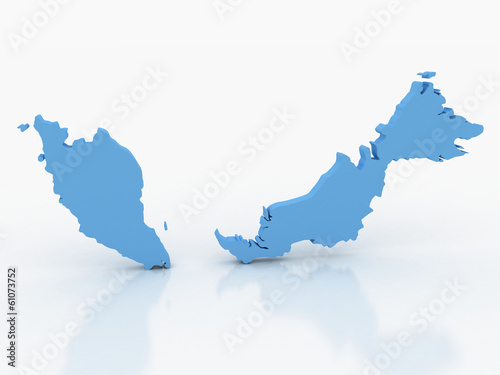 3d rendering of Malaysia map on a white background