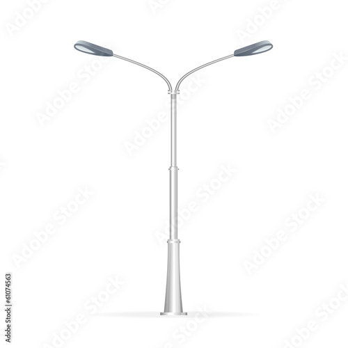 Street lamp isolated on white, electricity
