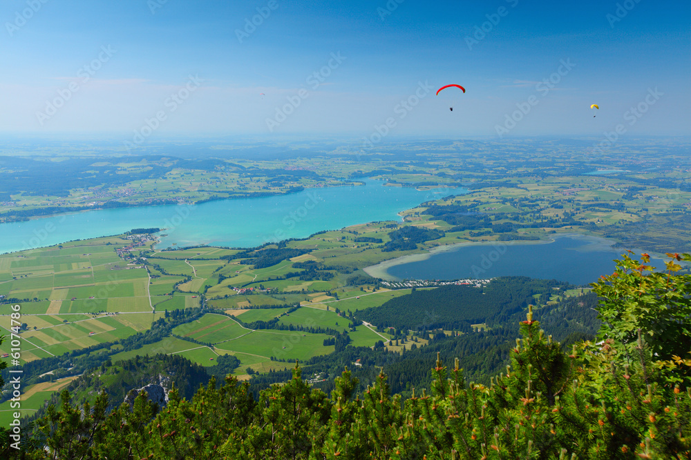 Birdseye view of green valley with lakes. Germany Birdseye view of green valley with lakes. Germany