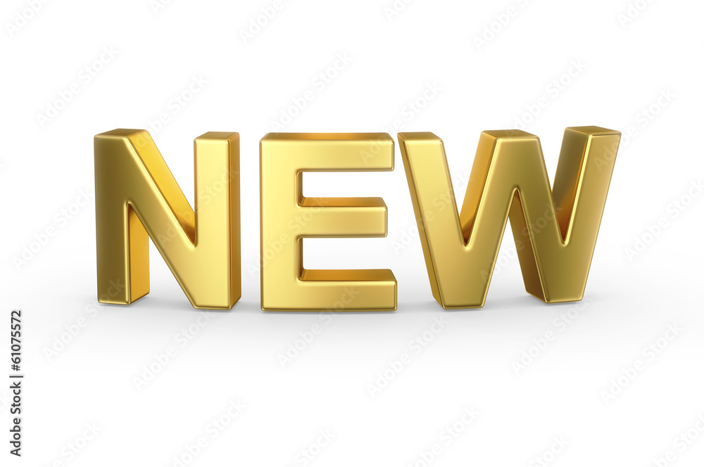 3D golden NEW word isolated with clipping path 3D golden NEW word isolated with clipping path