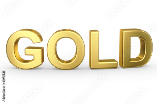 Golden word GOLD isolated with clipping path