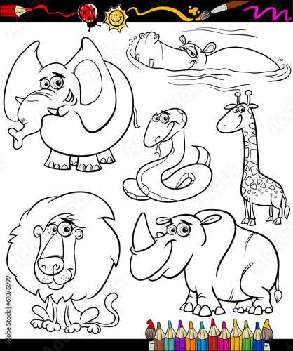 cartoon animals set for coloring book #61076999