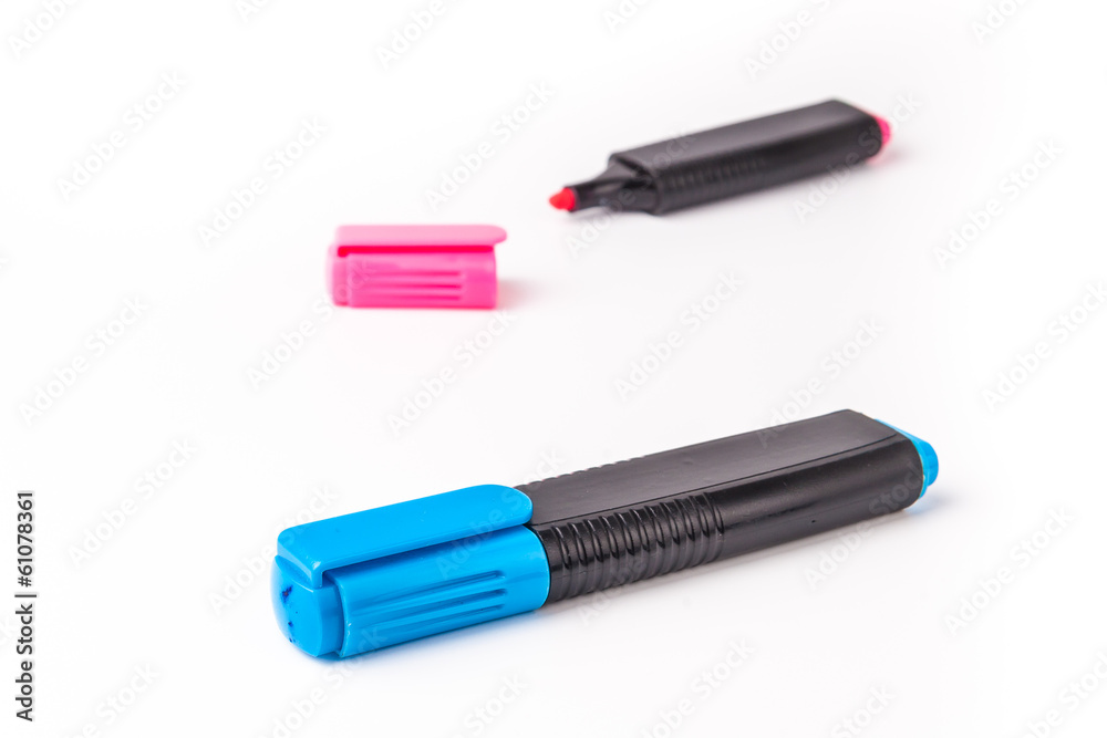 Highlighters / Markers isolated on white backgound Highlighters / Markers isolated on white backgound