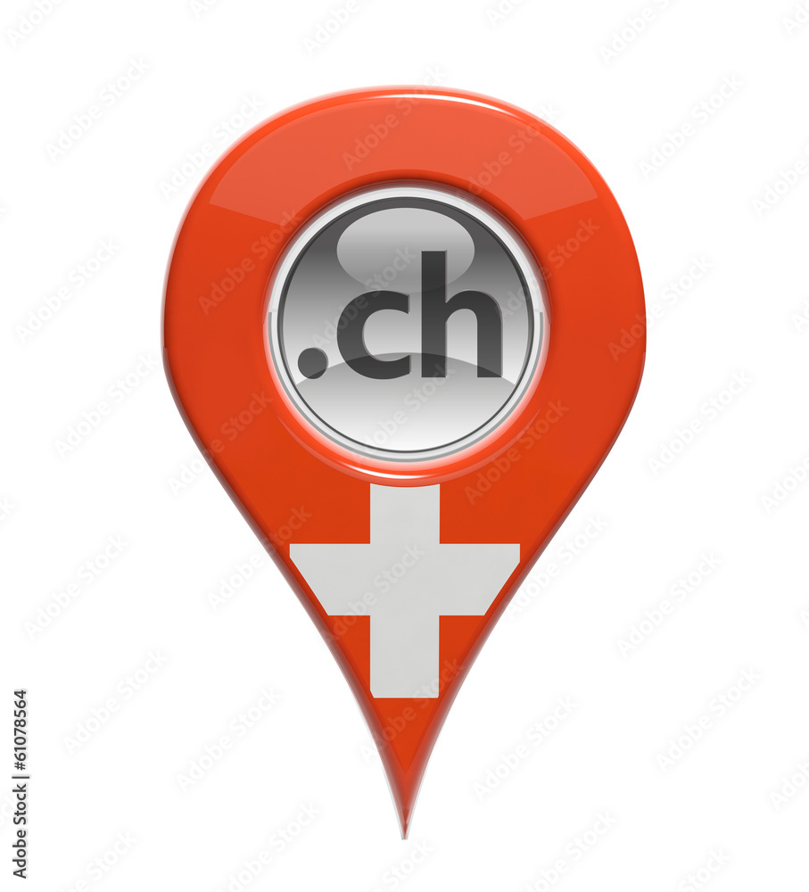 3D pin domain marker with Swiss flag isolated 3D pin domain marker with Swiss flag isolated