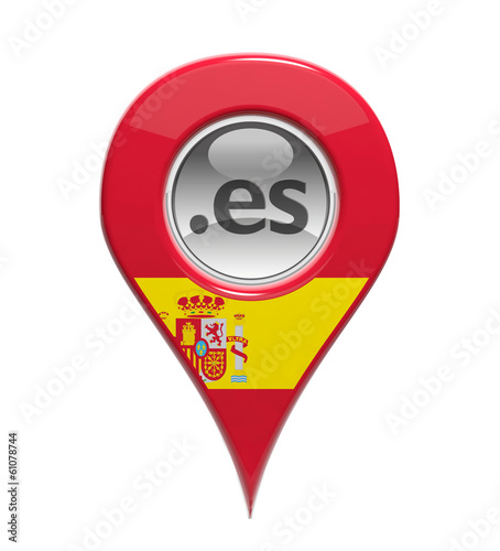 3D pin domain marker with Spanish flag isolated