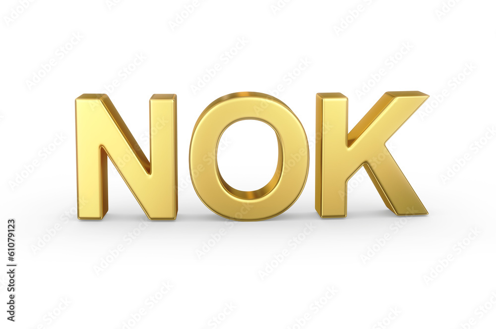 Golden 3D NOK currency shortcut isolated with clipping path