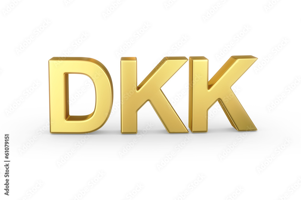 Golden 3D DKK currency shortcut isolated with clipping path Golden 3D DKK currency shortcut isolated with clipping path