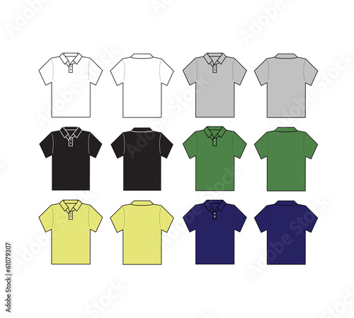set of polo shirt with different color template