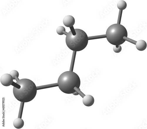 Molecular structure of butane on white photo