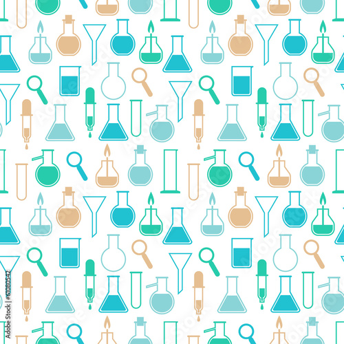 Seamless pattern with laboratory equipment