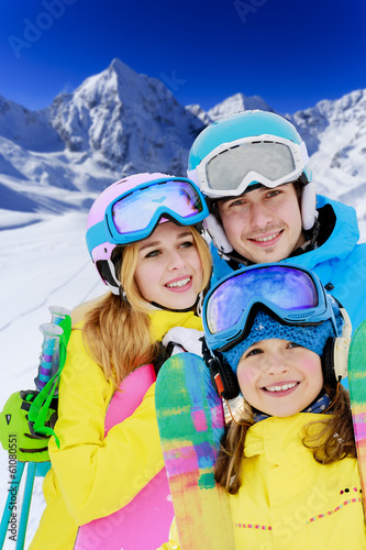 Ski, winter - young skier enjoying winter vacation
