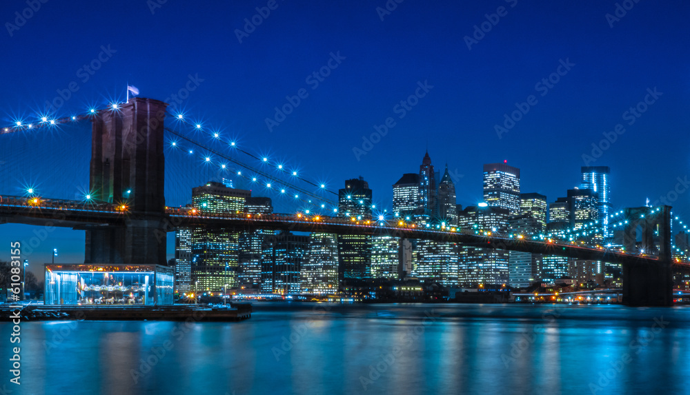 Brooklyn Bridge NYC Skyline - obrazy, fototapety, plakaty 