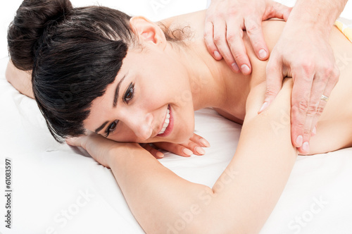Relaxed female at massage salon