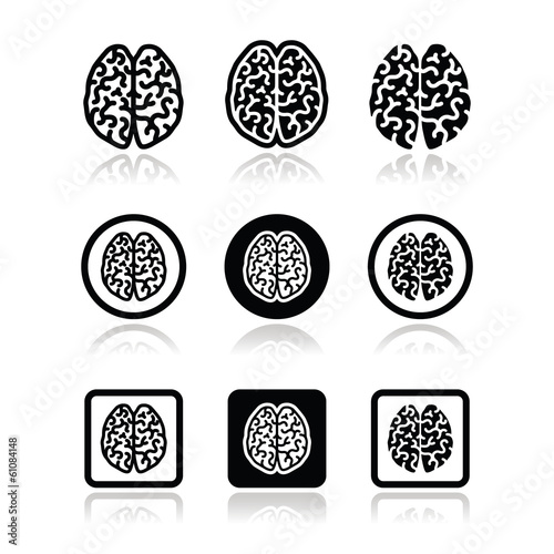 Human brain icons set - intelligence, creativity concept