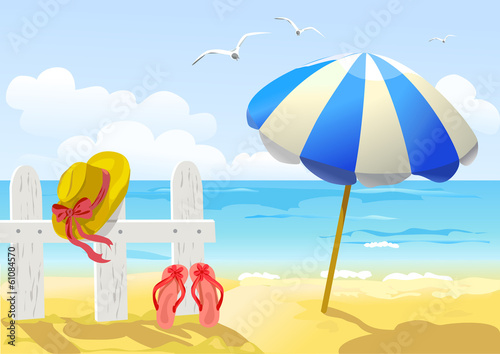 beach, sea and sun umbrella