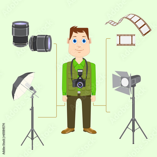 vector illustration of photographer with camera