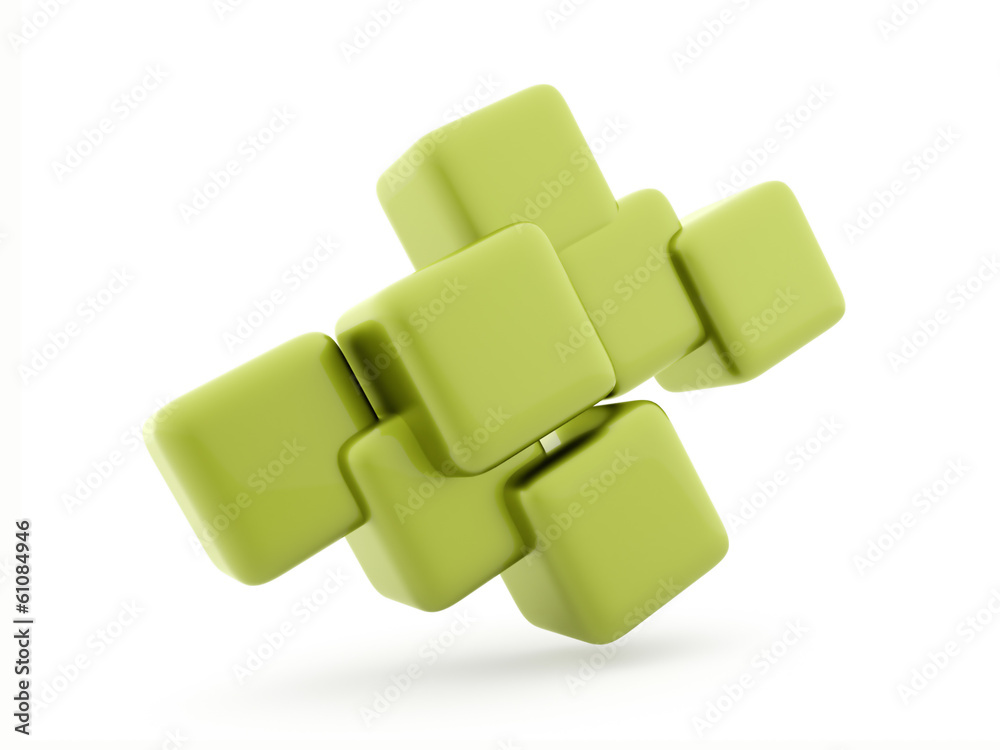 Green abstract cubes isolated Green abstract cubes isolated
