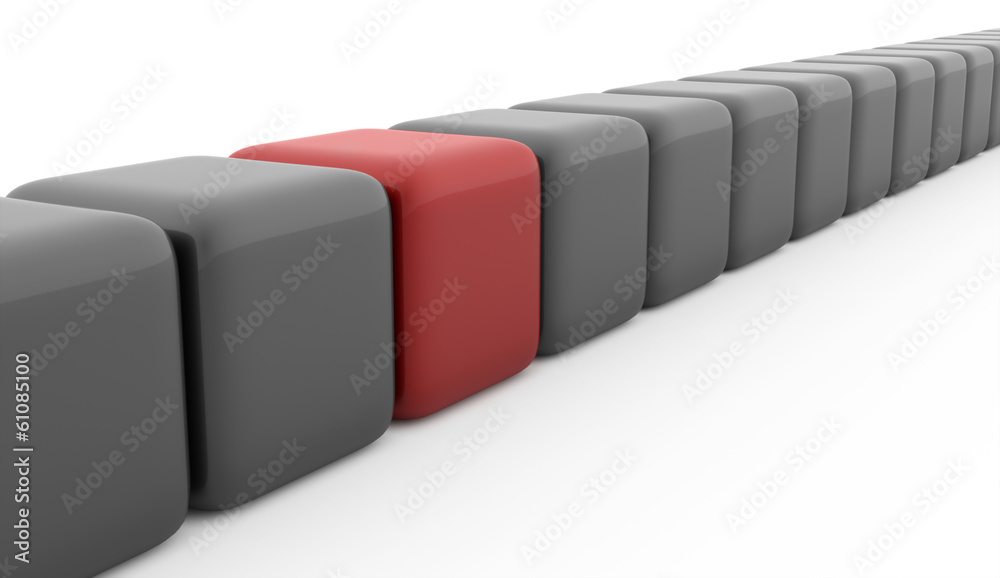 Business concept cubes one is red Business concept cubes one is red
