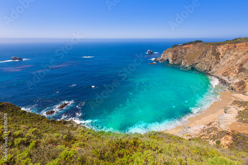 California beach in Big Sur in Monterey County Route 1