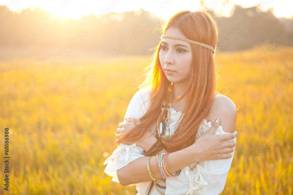 Hippie woman posing