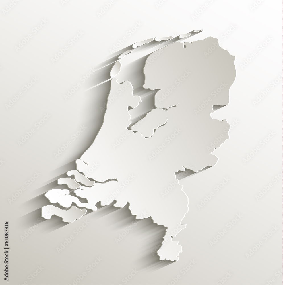 Netherlands Holland map card paper 3D natural vector