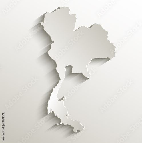 thailand map card paper 3D natural vector