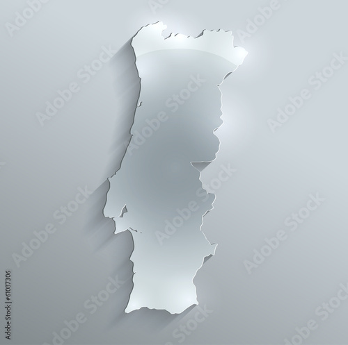 Portugal map flag glass water card paper 3D vector