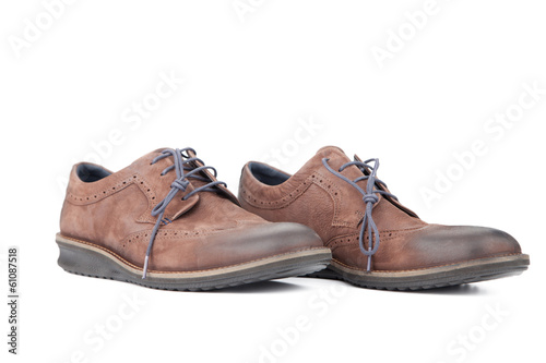 brown pair leather shoes for men