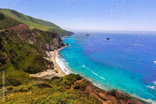 California beach in Big Sur in Monterey County Route 1