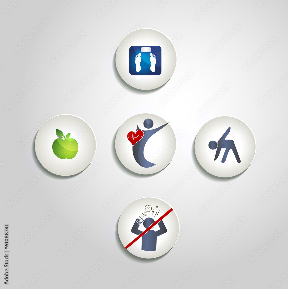 Healthy living concept symbol collection Healthy living concept symbol collection