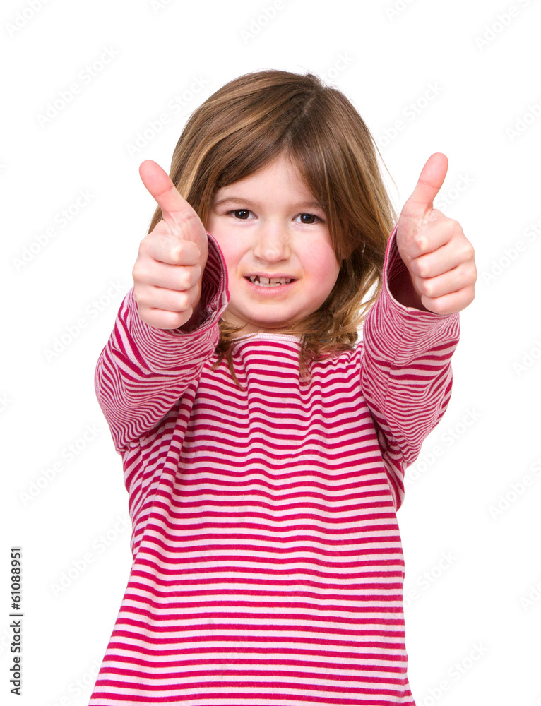 Young girl with thumbs up approval Young girl with thumbs up approval