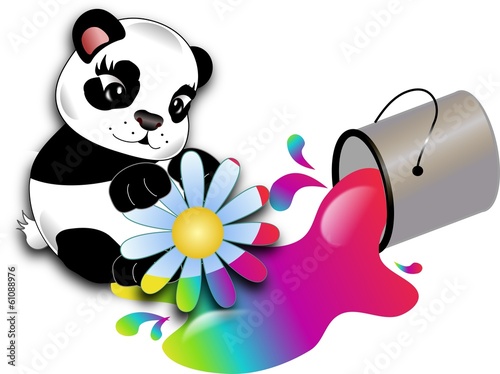 Fototapeta Naklejka Na Ścianę i Meble -  Panda coloring flower