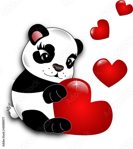 Fototapeta Naklejka Na Ścianę i Meble -  Panda with hearts