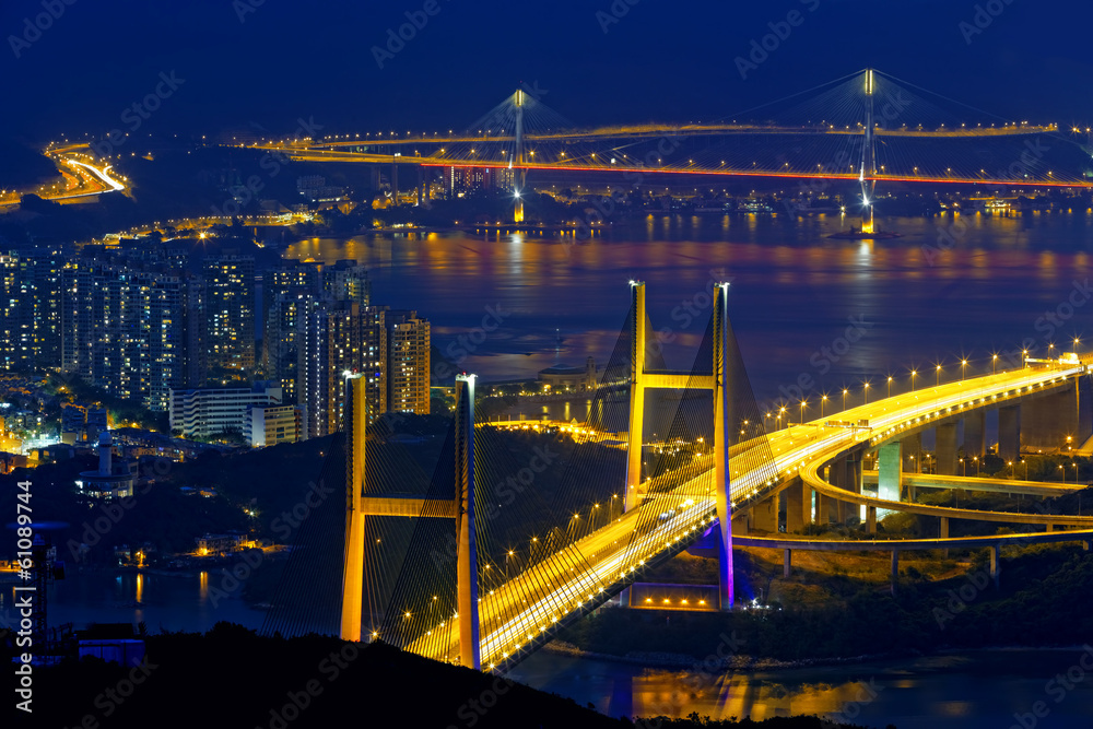 tsing ma bridge at night, Hong Kong Landmark