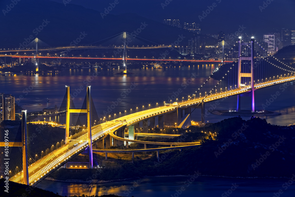 tsing ma bridge at night, Hong Kong Landmark