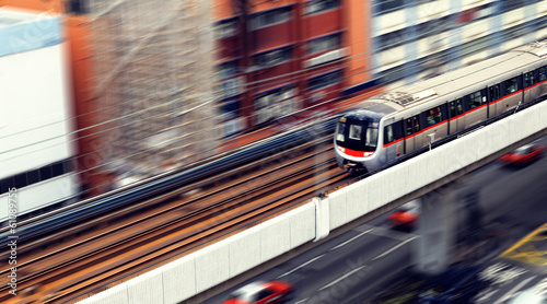 Photography high-speed train with motion blur outdoor.