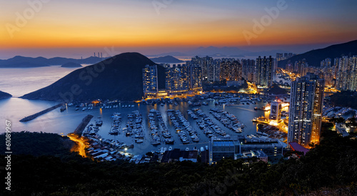 Hong Kong beautiful sunset , Aberdeen Typhoon Shelters