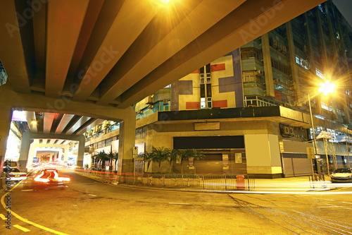 Photography traffic downtown area at night, hongkong