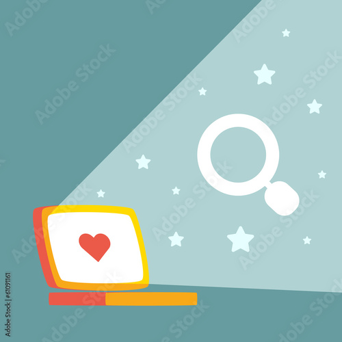 illustration of searching and work at night