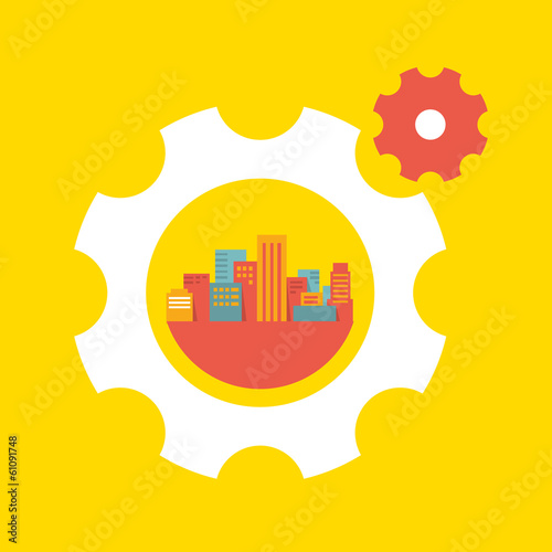 Illustration: a large city in the gears