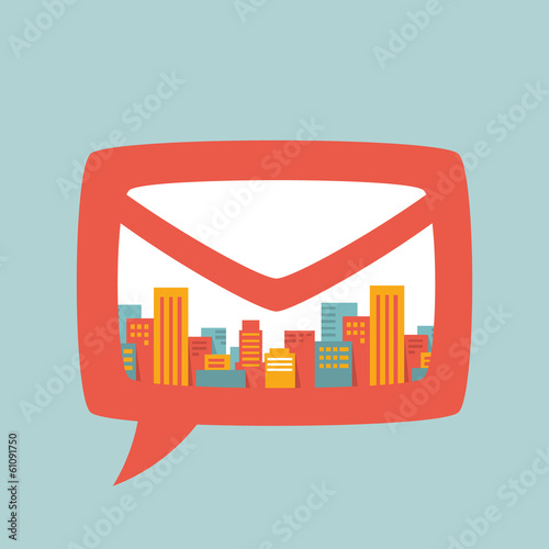 Illustration: a large city in bubble mail